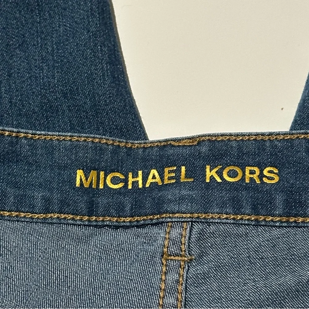 Michael Kors Womens Med Dark Wash Wide Leg Jeans Size 16 Flat Front Pockets